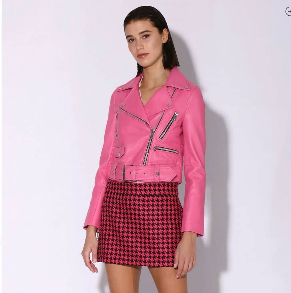 Walter Baker Nicole Candy Leather Biker Jacket Size M Barbie Pink
