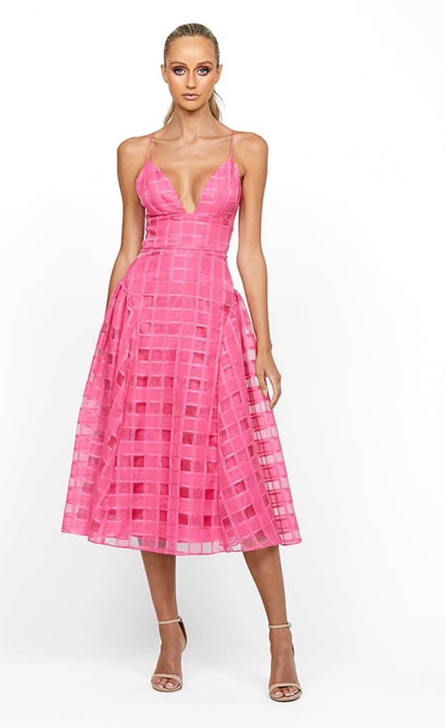 Bariano Kora V Neck Aline Dress Barbie Pink