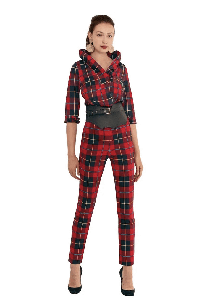 Gretchen Scott Gripeless Pull On Pant Red Plaidly Cooper