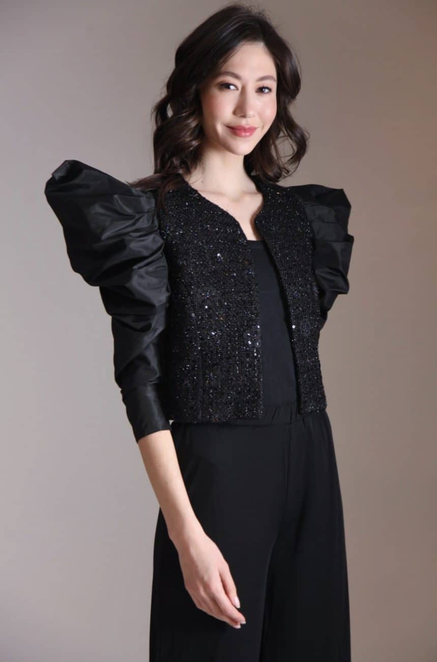 Alberto Makali Sequin Jacket with Puffy Shoulder