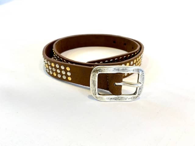 Streets Ahead Brown Suede Leather Belt With Metal Studs