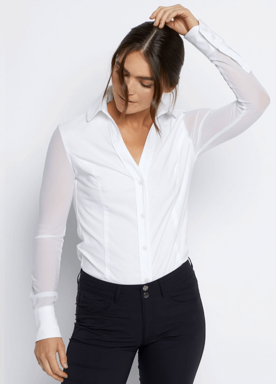 Anatomie White Woven/Mesh Button Down Collared Shirt