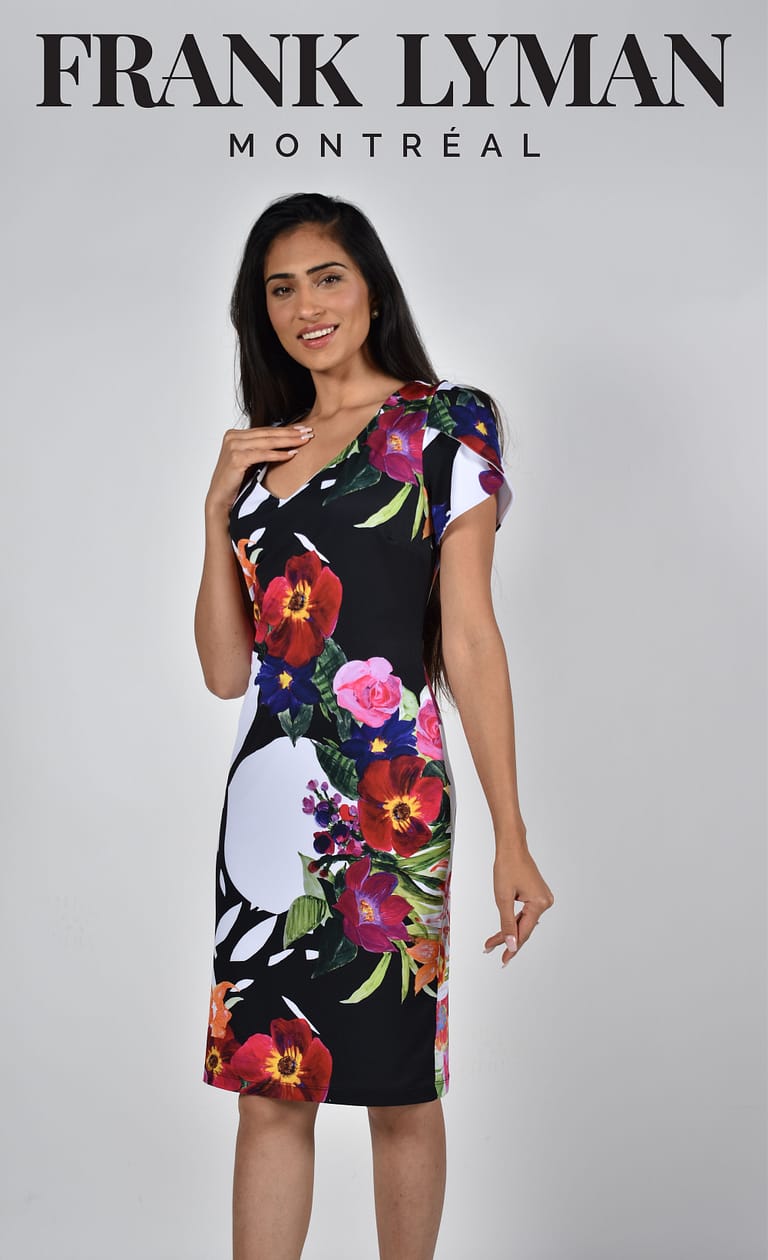 Frank Lyman Floral Knit Short Dress